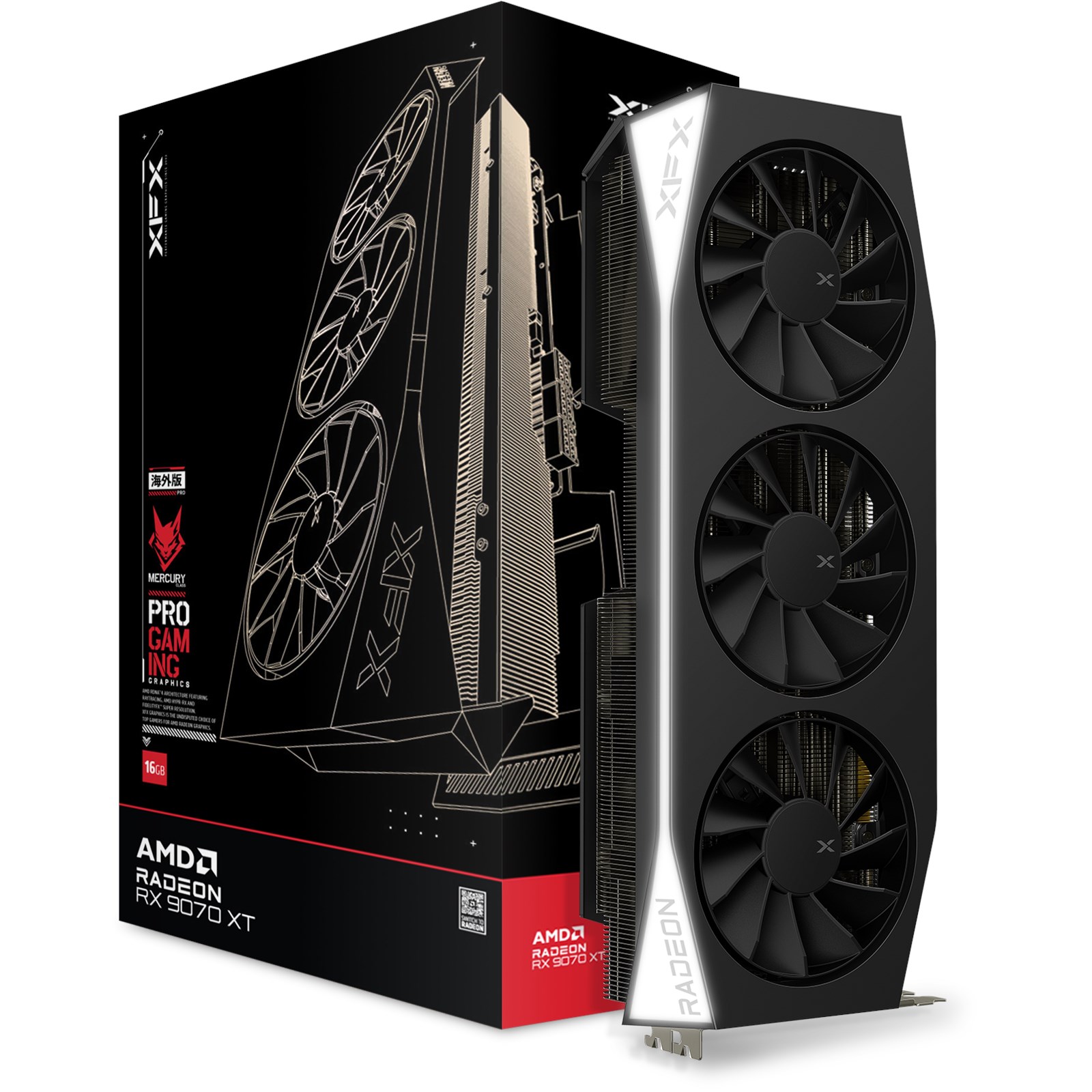 SCHEDA VIDEO PCI-EXPRESS XFX MERCURY RX 9070 XT GAMING EDITION, 16GB GDDR6, 3XDISPLAY PORTS E 1XHDMI